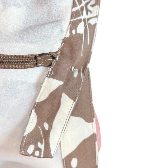 Kate Hill 100% Silk Skirt, A Line Knee Length, Brown Beige Floral Print Size 14P - Picture 6 of 13